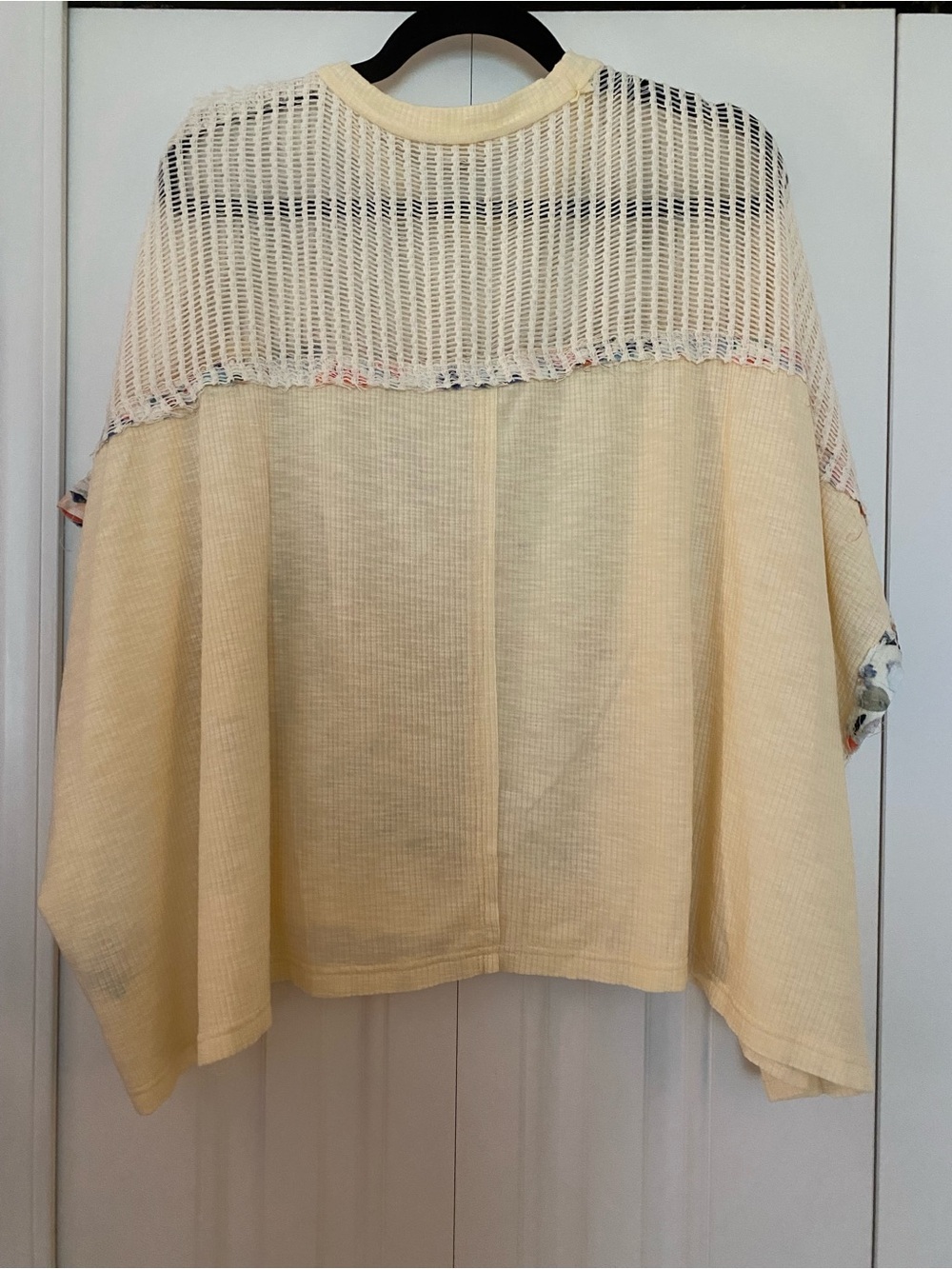 POL Cream Crochet Short Sleeve Tee with Floral Panel - Picture 4 of 7